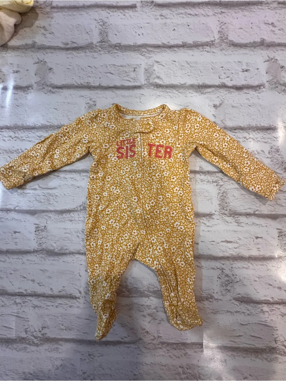 Carter's Yellow Floral 'Little Sister' Footed One-Piece